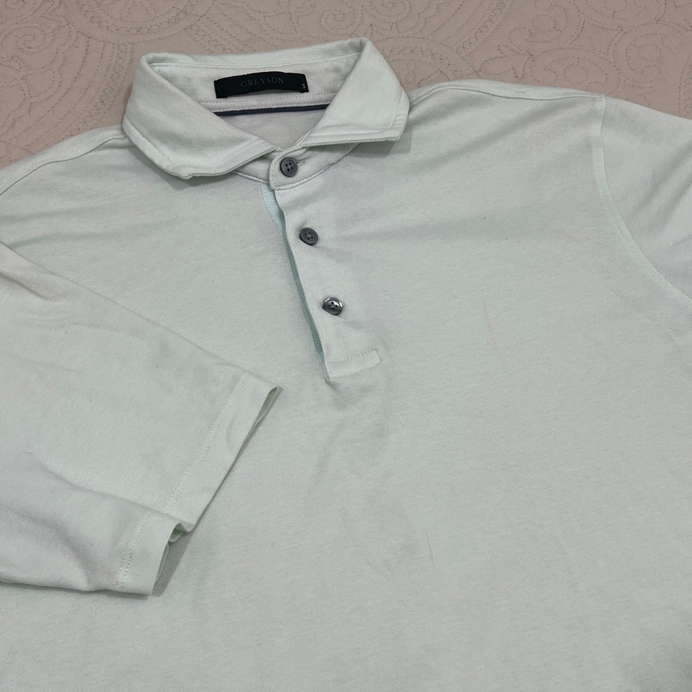 Greyson Mens Mint Green Brrr Cooling Performance Golf Polo Shirt Size Small
